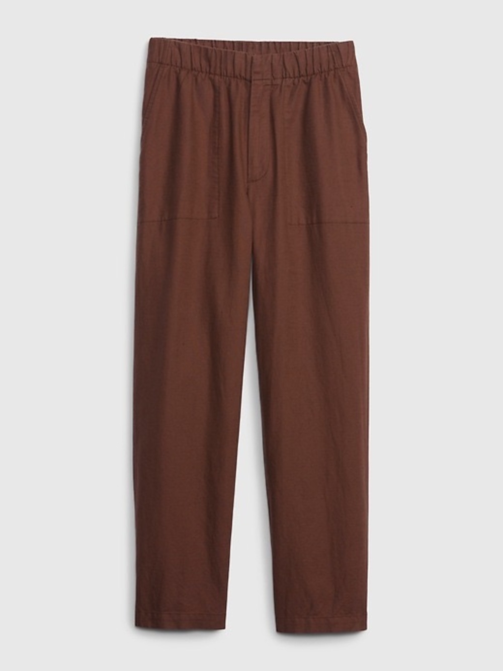 Linen-Cotton Pull-On Pants Color Medium warm brown